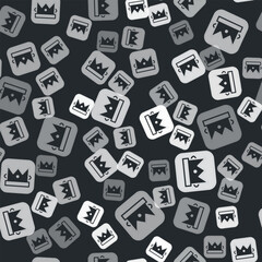 Grey King playing card icon isolated seamless pattern on black background. Casino gambling. Vector