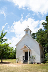Fototapeta na wymiar Little white country church house