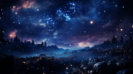 Fototapeta na wymiar Glittering night sky with sparkling stars and a celestial aurora, Digital background Generative AI