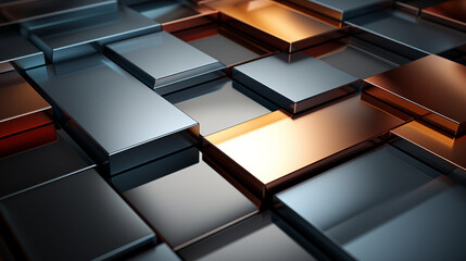 Modern and sleek metallic textures in silver, gold, and bronze, Digital background Generative AI