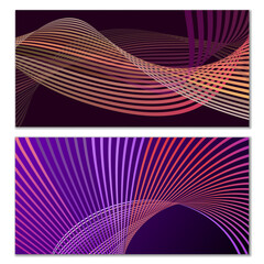 Wavy lines or ribbons. Multicolored striped gradient. Creative unusual background with abstract gradient wave lines for creating trendy banner, poster. Vector eps