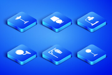 Set Floor lamp, Vintage street light, Wall sconce, Table and icon. Vector