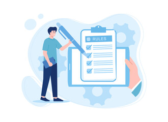 Business man ticking complete list trending concept flat illustration