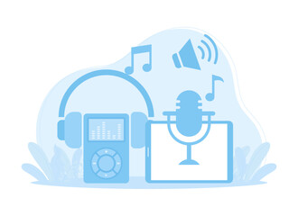 Music media trending concept flat illustration