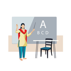 Teacher Teaching in Class Room Illustration