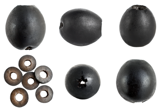 Black canned olives, transparent background - Powered by Adobe
