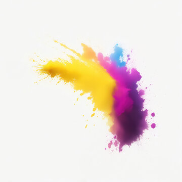 Paint spray, splash texture, colors, graphic design elements on white background