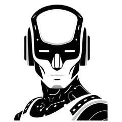 Futuristic AI Robot Vector Art Illustration on White Background