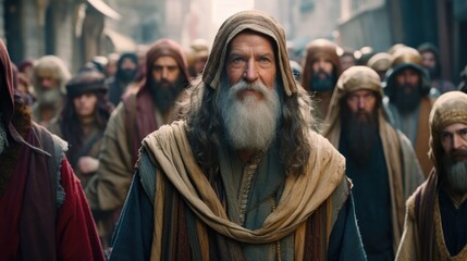 Fototapeta premium Jewish men in the street. Old testament. Biblical Scene