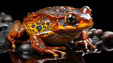 Fototapeta premium frog on the ground colorful poisonous