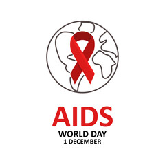 Vector image of AIDS icon. Aids red ribbon icon, vector illustration. Aids day. 1 december