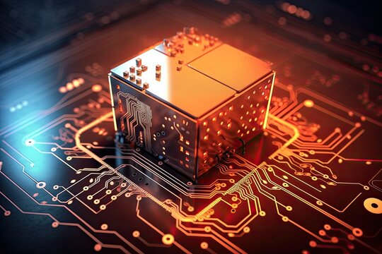 A creative artificial intelligence sign is shown on a modern computer monitor. The notion of neural networks and machine learning