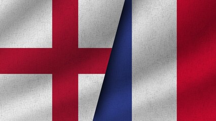 Fototapeta premium France and Denmark Realistic Two Flags Together, 3D Illustration