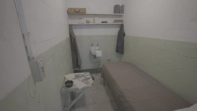 Prison cell in Alcatraz Prison in San Francisco Bay