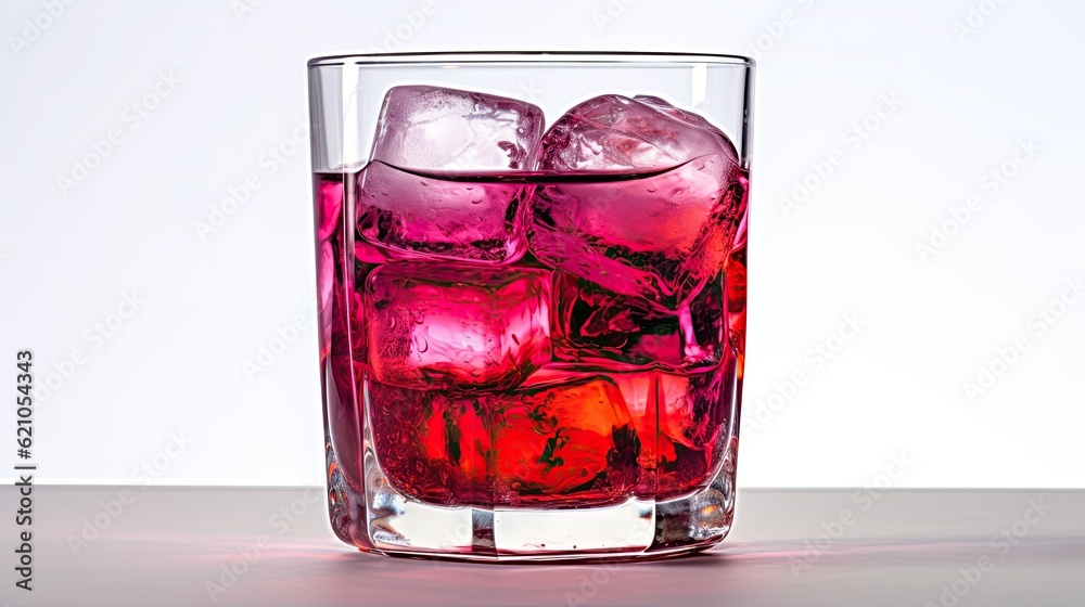 Sticker Glass of red cherry soda drink on a white backdrop. from the summit