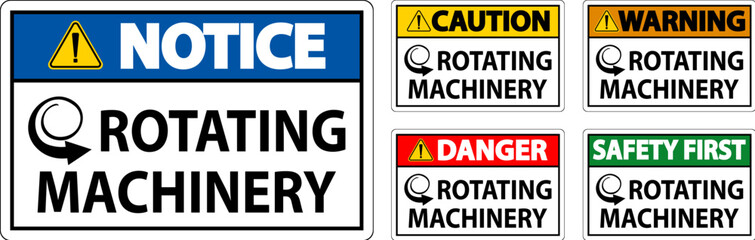 Danger Sign Rotating Machinery On White Background