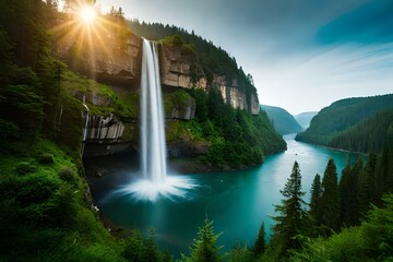 waterfall at night