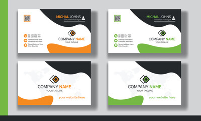 Creative modern clean corporate double-side business card template, personal visiting card, vector illustration, professional simple identity blue, red white and black elegant visiting card.