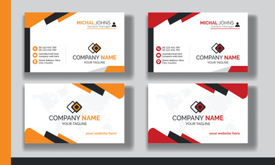 Creative modern clean corporate double-side business card template, personal visiting card, vector illustration, professional simple identity blue, red white and black elegant visiting card.