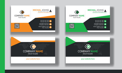 Fototapeta premium Creative modern clean corporate double-side business card template, personal visiting card, vector illustration, professional simple identity blue, red white and black elegant visiting card.