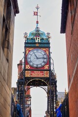 big clock tower city in Chester Uk