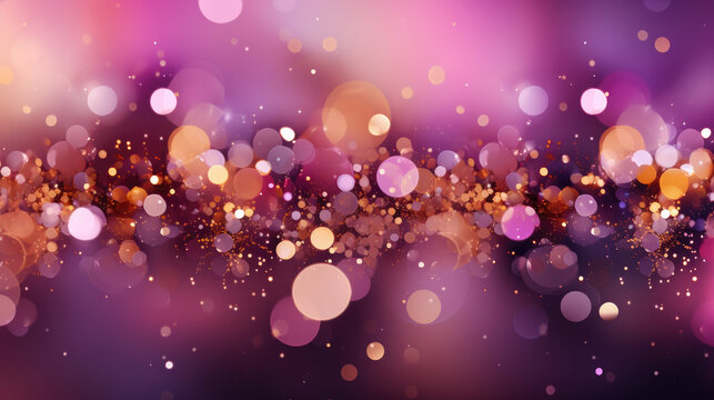 Vector Abstract Design pink and purple gold with bokeh, Generative Ai