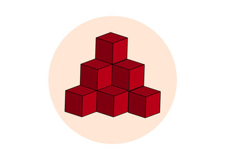 pyramide aus sechs gestapelten roten würfeln, 3d