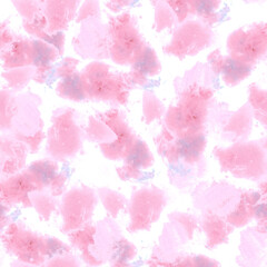 Watercolor Seamless Pattern Hand painted illustration pink spots and splashes on white background