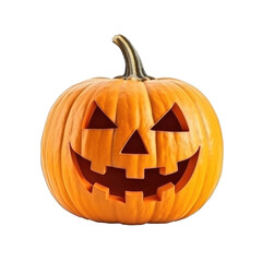Halloween pumpkin head jack o’lanterns isolated on transparent background. Generative ai