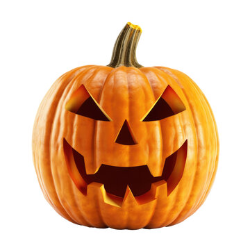 Halloween pumpkin head jack o’lanterns isolated on transparent background. Generative ai