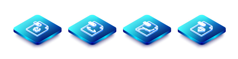 Set Isometric line JS file document, XML, SVG and RUBY icon. Vector