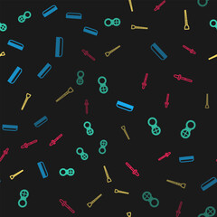 Set line Hairbrush, Makeup powder with mirror, and Pipette on seamless pattern. Vector