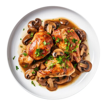Delicious Plate of Chicken Marsala with Mushrooms on a Transparent Background 