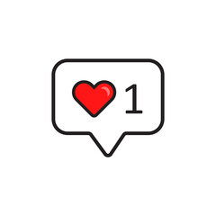heart, like, social media, notiication vector icon, illustration. flat color icon