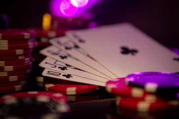 Gambling. Poker. Blurred background. Poker background.