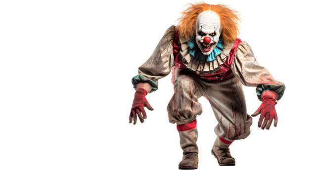 Scary clown isolated on transparent background PNG