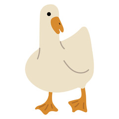 Duck White Single 2 cute on a blue background, vector illustration