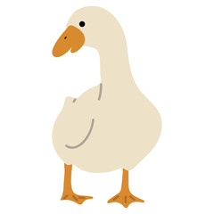 Duck White Single 6 cute on a blue background, vector illustration