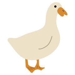 Duck White Single 3 cute on a blue background, vector illustration