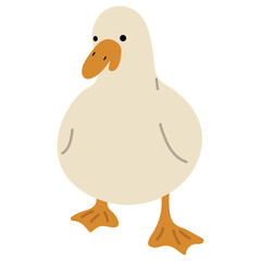 Duck White Single 10 cute on a blue background, vector illustration