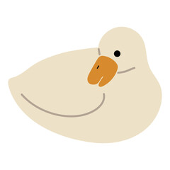 Duck White Single 14 cute on a blue background, vector illustration
