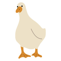Duck White Single 45 cute on a blue background, vector illustration