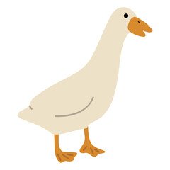 Duck White Single 44 cute on a blue background, vector illustration