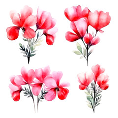 red bleeding heart floral set, red flowers