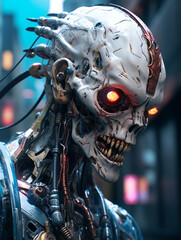 Cyber punk character with neon glow