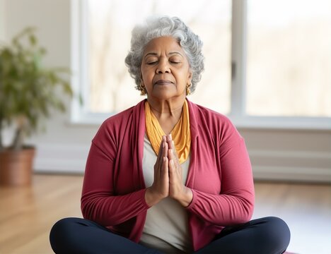 Portrait Of Senior Woman Doing Yoga