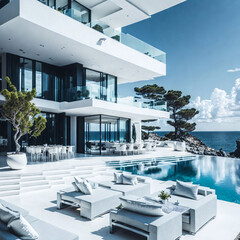 Obraz premium Modern minimalist luxury Villa. AI generated illustration