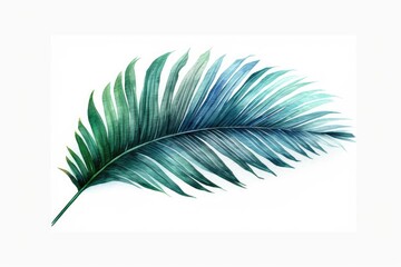 watercolor painting of a palm leaf on a single white backdrop. made using generative AI tools