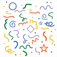 Fototapeta premium Fun colorful line doodle seamless pattern. Creative minimalist style art background for children or trendy design with basic shapes. Simple childish scribble backdrop.