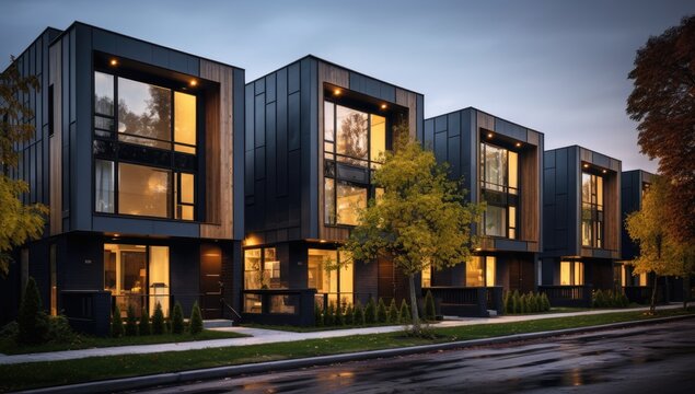townhouses in the evening Generative AI
